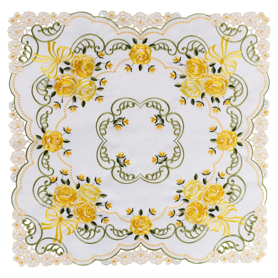 Frühlingsdekoration|Tischdecken & -Läufer·Tischdecken|Die moderne Hausfrau Mitteldecke „Rose“, 85x85 cm