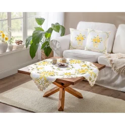 Frühlingsdekoration|Tischdecken & -Läufer·Tischdecken|Die moderne Hausfrau Mitteldecke „Rose“, 85x85 cm