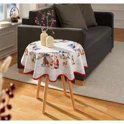 Weihnachtsdekoration·Weihnachtstischdecken|Tischdecken & -Läufer·Tischdecken|Die moderne Hausfrau Mitteldecke „Weihnachtsdorf“, Ø 85 cm