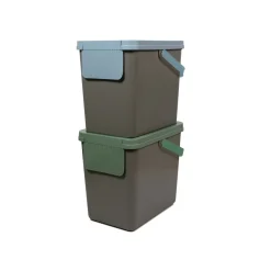 Mülleimer|Mülleimer|Die moderne Hausfrau Müllbehälter, 2er Set, je 25 l, stapelbar grau