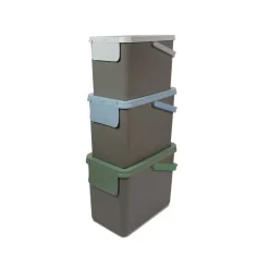 Mülleimer|Mülleimer|Die moderne Hausfrau Müllbehälter, 3er Set, je 25 l, stapelbar grau