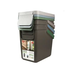 Mülleimer|Mülleimer|Die moderne Hausfrau Müllbehälter, 3er Set, je 25 l, stapelbar grau