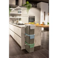 Die moderne Hausfrau Müllbehälter, 3er Set, je 25 l, stapelbar grau