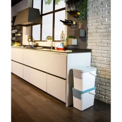 Mülleimer|Mülleimer|Die moderne Hausfrau Müllbehälter, 2er Set, je 25 l, stapelbar weiß