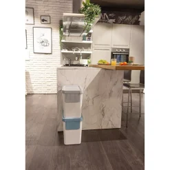 Mülleimer|Mülleimer|Die moderne Hausfrau Müllbehälter, 2er Set, je 25 l, stapelbar weiß