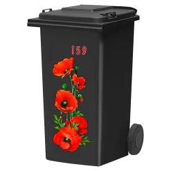 Mülleimer|Mülleimer|Die moderne Hausfrau Mülltonnen-Aufkleber Mohnblumen