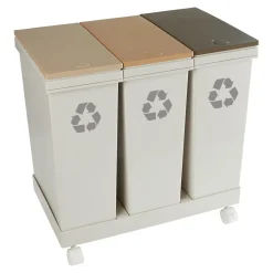 Mülleimer|Die moderne Hausfrau Mülltrennsystem "Genial", 3 Fächer je 20 l braun