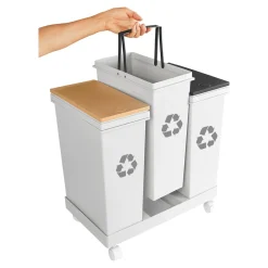 Mülleimer|Die moderne Hausfrau Mülltrennsystem "Genial", 3 Fächer je 20 l braun