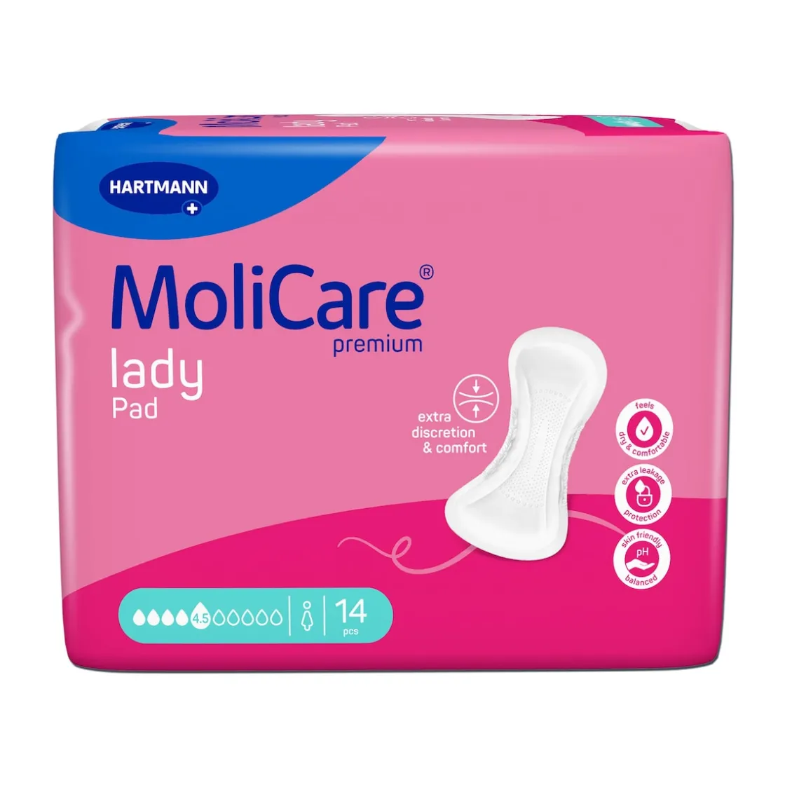 Inkontinenzeinlagen & Windeln|Die moderne Hausfrau MoliCare Premium LADY PAD, 14 Stück Saugleistung 910 ml