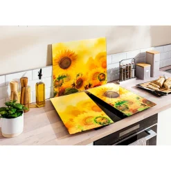 Herdabdeckplatten|Die moderne Hausfrau ﻿Motivplatte „Sonnenblume“