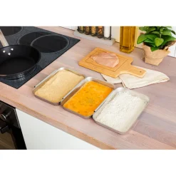 Geniale Küchenhelfer|Die moderne Hausfrau Panier-Set Edelstahl, 3 Stück