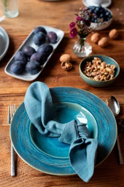 Teller|Die moderne Hausfrau Pastateller-Set, Steinzeug TIEFER SEE Blau / Grün