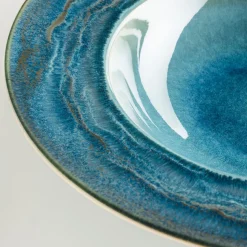 Teller|Die moderne Hausfrau Pastateller-Set, Steinzeug TIEFER SEE Blau / Grün