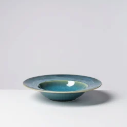 Teller|Die moderne Hausfrau Pastateller-Set, Steinzeug TIEFER SEE Blau / Grün