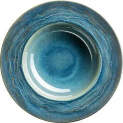 Teller|Die moderne Hausfrau Pastateller-Set, Steinzeug TIEFER SEE Blau / Grün