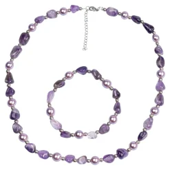 Schmuck & Uhren ·Halsketten|Die moderne Hausfrau Perlenschmuck-Set „Amethyst“, 2-teilig