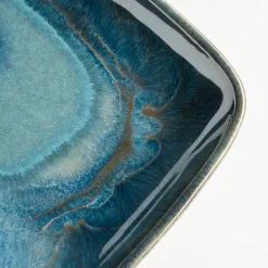 Servierzubehör|Die moderne Hausfrau Platten-Set, Steinzeug TIEFER SEE Blau / Grün