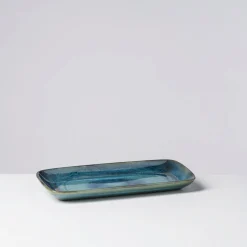 Die moderne Hausfrau Platten-Set, Steinzeug TIEFER SEE Blau / Grün