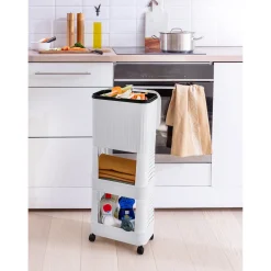 Die moderne Hausfrau Platzspar-Rollwagen mit Mülleimer 2 Fächer