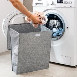 Wäschesammler|Badaccessoires ·Wäschesammler|Die moderne Hausfrau Platzspar-Wäschesammler + Gratis 2 Klebehaken