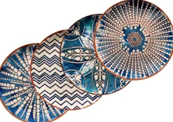 Teller|Die moderne Hausfrau Platzteller-Set, Steinzeug Iberico Blue 4 x Platzteller