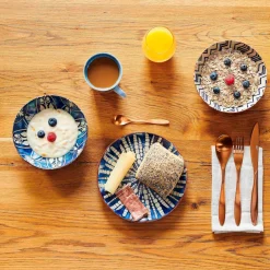 Teller|Die moderne Hausfrau Platzteller-Set, Steinzeug Iberico Blue 4 x Platzteller