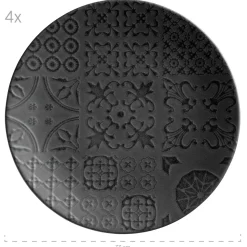 Teller|Die moderne Hausfrau Platzteller-Set, Steinzeug Trad. Tiles