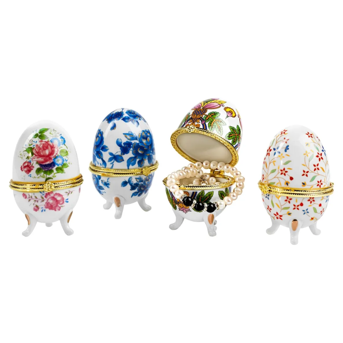 Dekofiguren|Osterdekoration|Die moderne Hausfrau Porzellan-Geschenk-Eier, 4 Stück