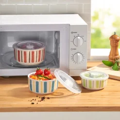 Mikrowellengeschirr|Die moderne Hausfrau Porzellan-Mikrowellen-Schüsseln, 3 Stück