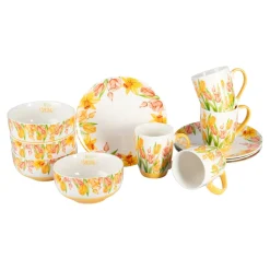 Geschirrsets|Die moderne Hausfrau Porzellan-Service „Tulpen“, 12-teilig