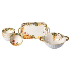 Teller|Die moderne Hausfrau ﻿Porzellan-Set „Goldener Herbst“, 6-teilig