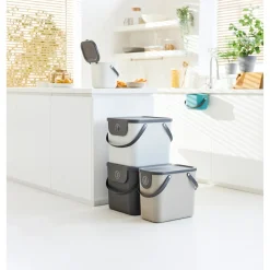 Mülleimer|Mülleimer|Die moderne Hausfrau Recycling Müllsystem "ALBULA", 25 l beige