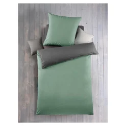Bettzubehör ·Bettwäsche & Spannbettlaken|Die moderne Hausfrau Renforcé-Bettwäsche, 2-teilig, 135x200 cm salbei/grau