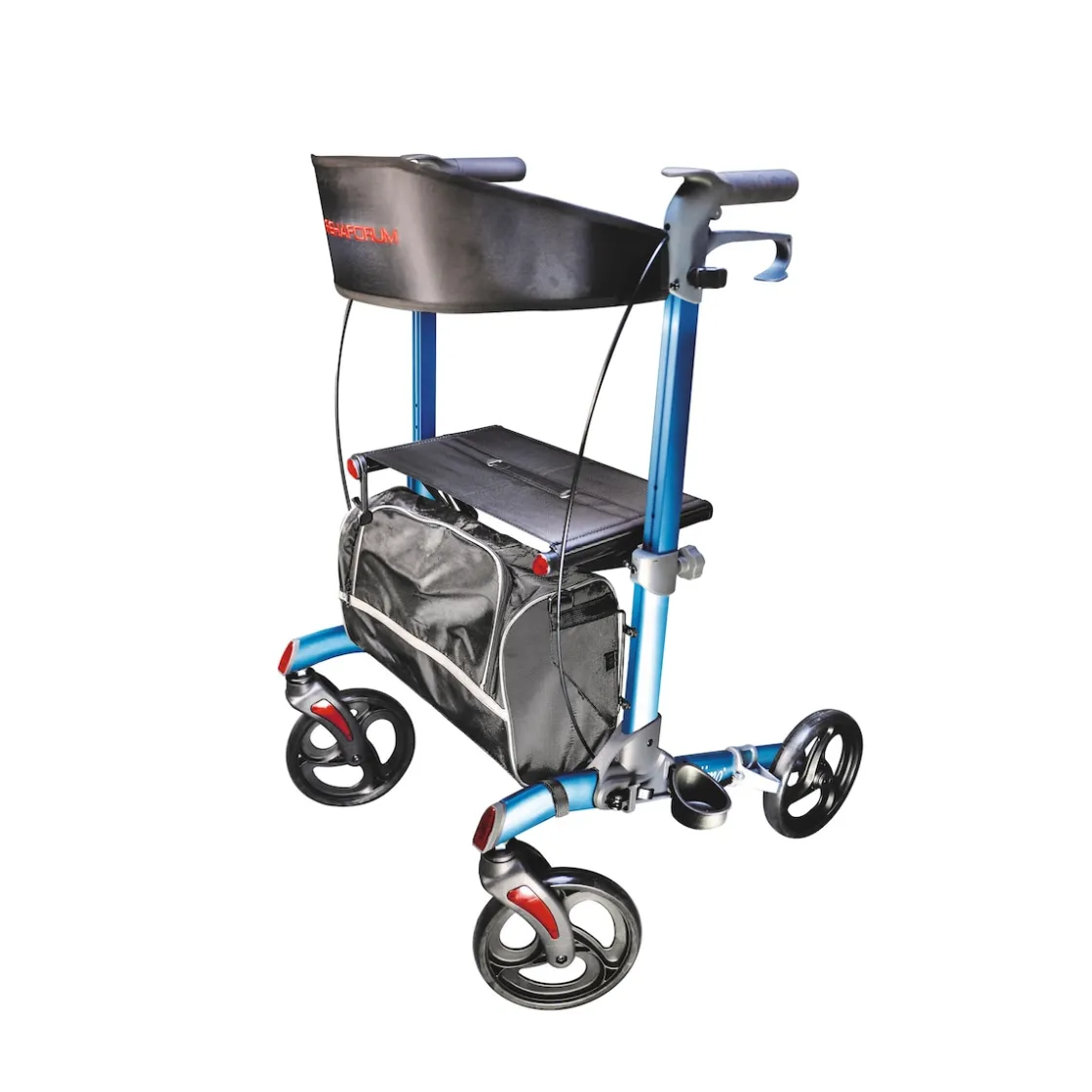 Rollatoren|Die moderne Hausfrau Rollator Actimo Premium + GRATIS Tasche und Stockhalter blau