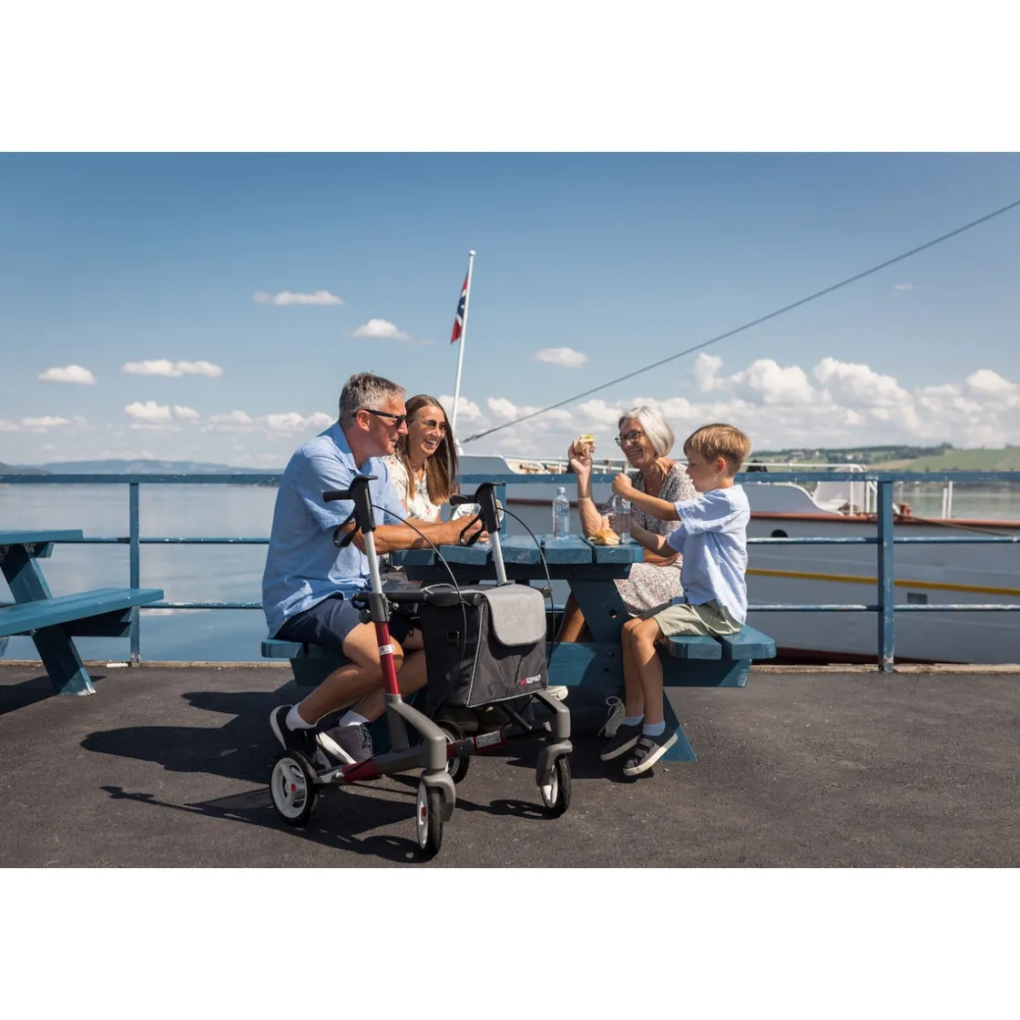 Rollatoren|Die moderne Hausfrau Rollator Troja 5G M, faltbar, höhenverstellbar türkis