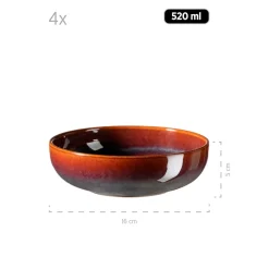 Schalen & Schüsseln|Die moderne Hausfrau Salatschüsselset, Steinzeug Elina Uno Rot / Braun