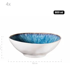 Schalen & Schüsseln|Die moderne Hausfrau Salatschüssel-Set, Steinzeug Frozen Blau