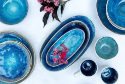 Schalen & Schüsseln|Die moderne Hausfrau Salatschüssel-Set, Steinzeug Frozen Blau