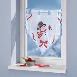 Gardinen & Stores|Die moderne Hausfrau Scheibengardine „Schneemann“