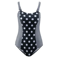 Badebekleidung|Die moderne Hausfrau Schlank-Badeanzug „Punkte/Streifen“