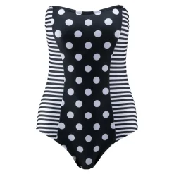 Badebekleidung|Die moderne Hausfrau Schlank-Badeanzug „Punkte/Streifen“