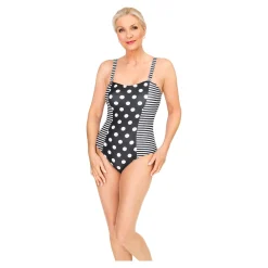 Badebekleidung|Die moderne Hausfrau Schlank-Badeanzug „Punkte/Streifen“