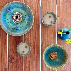 Schalen & Schüsseln|Die moderne Hausfrau Schüssel-Set, Steinzeug Flussufer blau, grün, braun