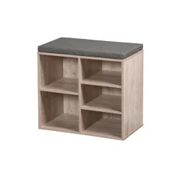 Schränke & Regale·Schuhregale & Schuhbänke|Die moderne Hausfrau Schuhschrank mit Sitzkissen, 5 Fächer braun