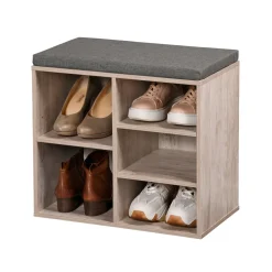 Schränke & Regale·Schuhregale & Schuhbänke|Die moderne Hausfrau Schuhschrank mit Sitzkissen, 5 Fächer braun