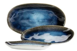 Servierzubehör|Die moderne Hausfrau Servierplatten-Set, Steinzeug Frozen Blau