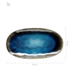 Servierzubehör|Die moderne Hausfrau Servierplatten-Set, Steinzeug Frozen Blau
