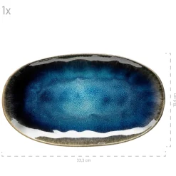 Servierzubehör|Die moderne Hausfrau Servierplatten-Set, Steinzeug Frozen Blau