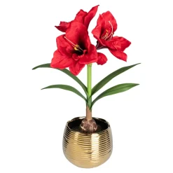 Kunstpflanzen|Die moderne Hausfrau Set aus Kunstblume „Amaryllis“ + Übertopf "Elegant"