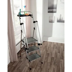 Trittleitern|Trittleitern|Die moderne Hausfrau Sicherheitsleiter, Trittleiter 3 Stufen mit Handlauf